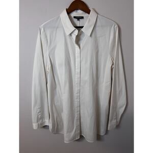 Lafayette 148 womens size XXL cream button down shirt blouse long sleeve